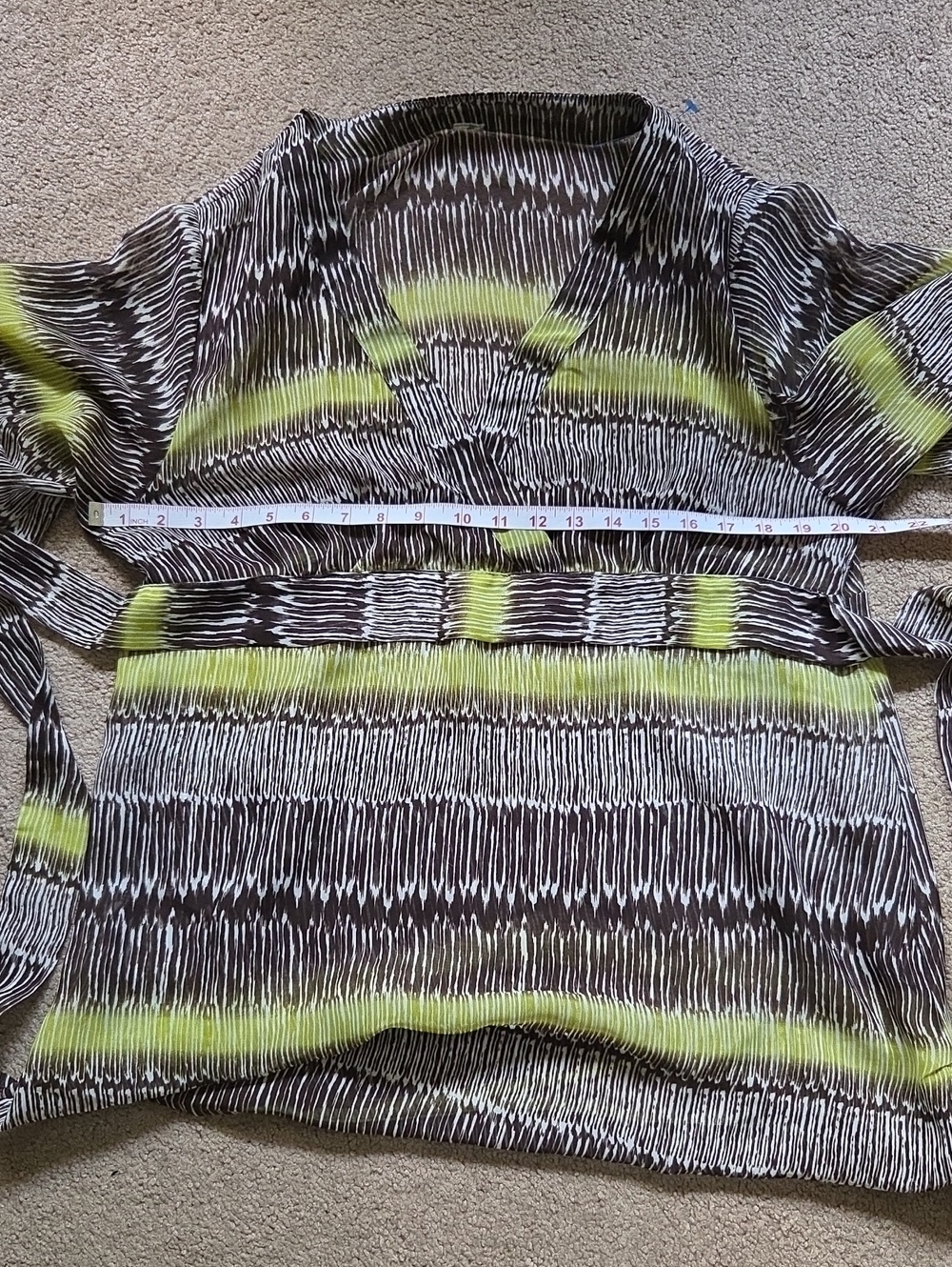 Source Unknown Lime and Black Striped V-Neck Wrap Top